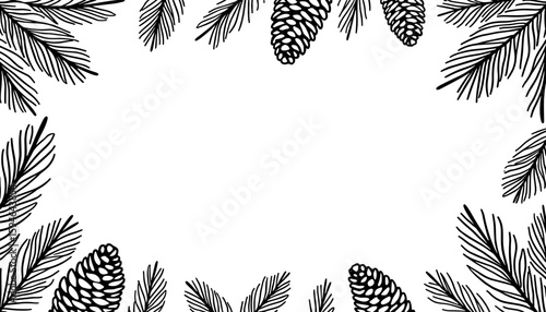 Abstract Christmas frame with pinecones – Cute coloring design for kids