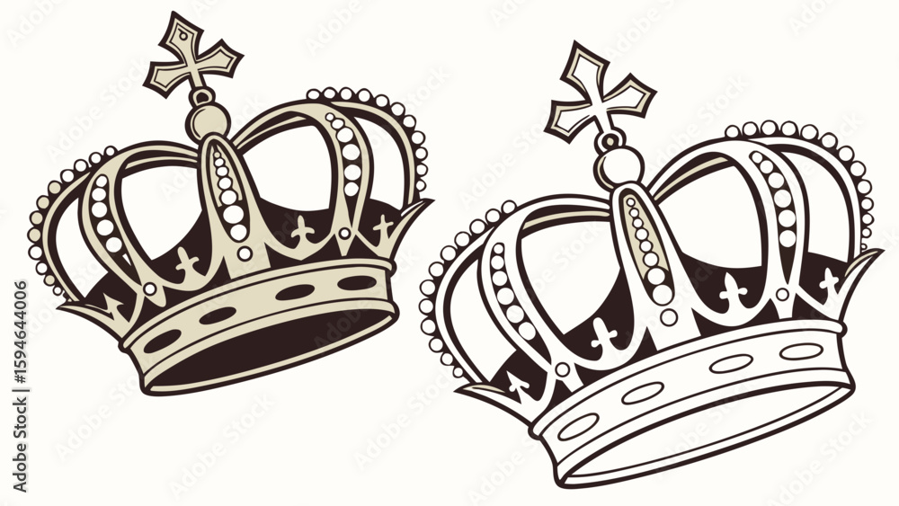 Fototapeta premium Tow 3d luxury crowns vector 