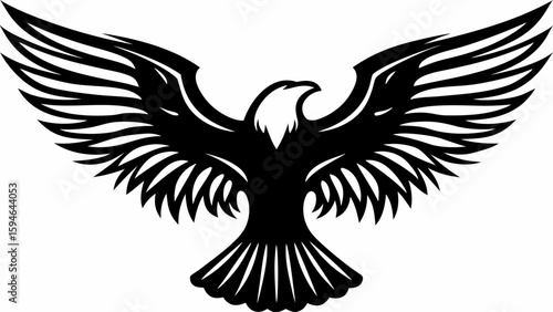 Eagle Wings Spread Silhouette Clipart – Bold Flying Bird Vector Design