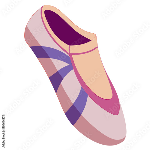 ballet slipper or pointe shoe rendered in soft pastel colors including pink, purple, peach, and mauve. 