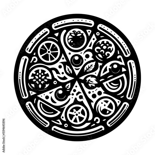 Abstract Circular Pizza Slice Design.