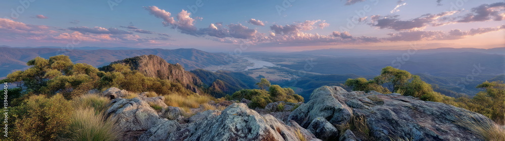 Fototapeta premium Panoramic hdr 360 degrees view of majestic landscape at sunset nature's beauty hdri