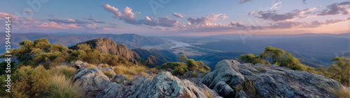 Panoramic hdr 360 degrees view of majestic landscape at sunset nature's beauty hdri