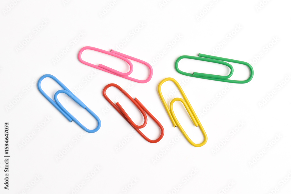 Colorful paper clips isolated on white background Colorful paper clips isolated on white background