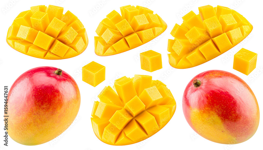Flying Mango Slices and Whole Fruit Group Dynamic Motion Layout, Transparent PNG Flying Mango Slices and Whole Fruit Group Dynamic Motion Layout, Transparent PNG