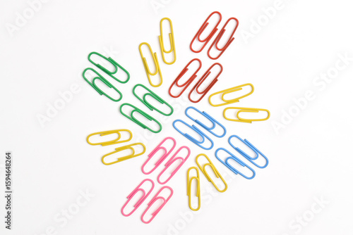 Colorful paper clips isolated on white background