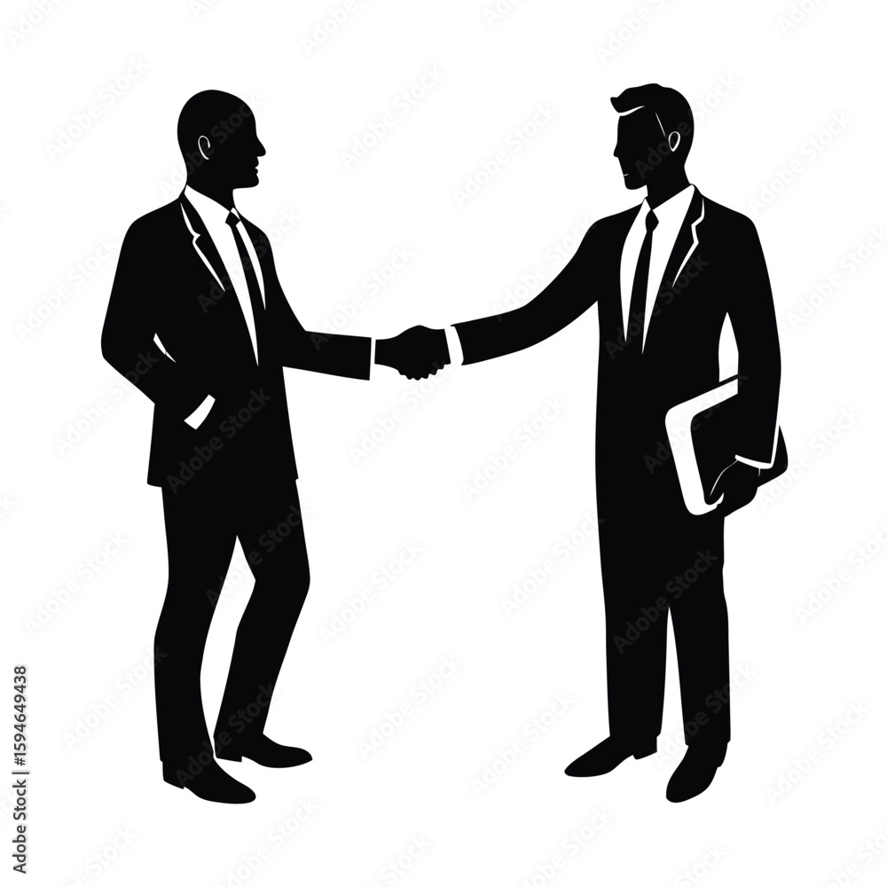 Fototapeta premium Handshake Gesture Symbolizing Business Deal Line Art Vector illustration