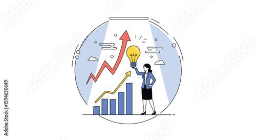 Business growth strategy with innovative ideas lighting up success and achieving financial targets