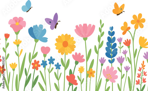 seamless background with wildflowers. Vector