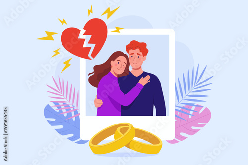 Breaking of The Vows: An emotional illustration of a couple going through relationship heartache after broken vows.