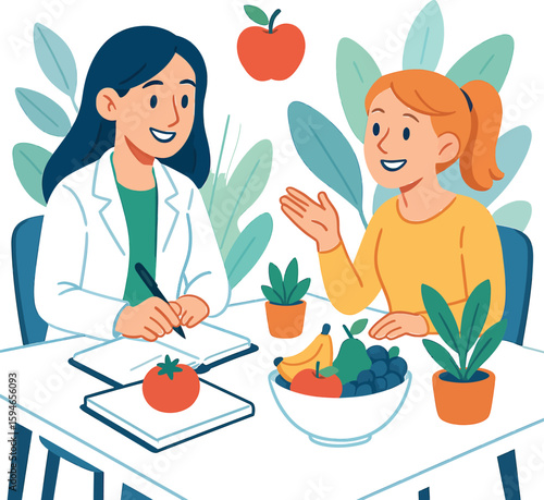 Dietitian consults with a patient about healthy eating and nutritional habits