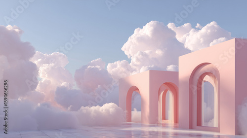 Pink Paradise: Dreamy Arches in a Cloud Sea – What's Your Interpretation?