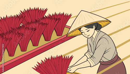 woman with broom