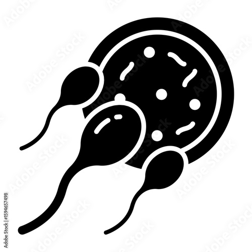 A solid design icon of insemination