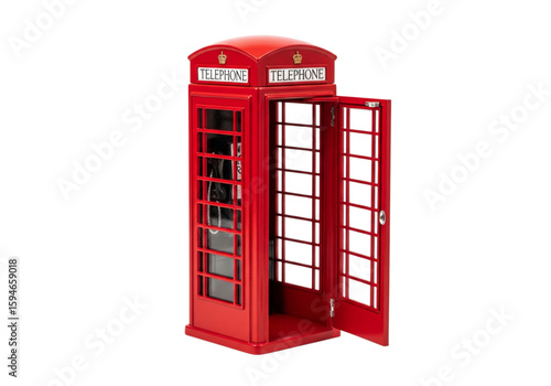 Red london phone booth png on transparent background