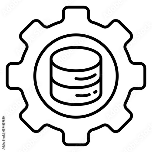 Db rack with gear, icon of data setting