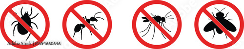Insect Free Zone, Pest Control Icons, Mosquito Prevention Graphic, Bug Repellent Signs, Clean Home Protection, No Pests Allowed ImageInsect Free Zone, Pest Control Icons