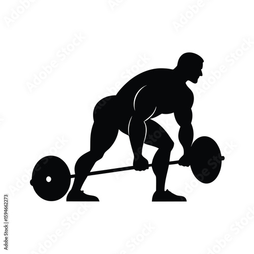 Dynamic silhouette of a muscular bodybuilder performing a powerful deadlift exercise