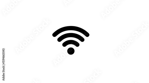 Wifi icon symbolizing internet access. Abstract animation of a glowing turquoise wifi signal with black background represents connectivity and wireless internet access