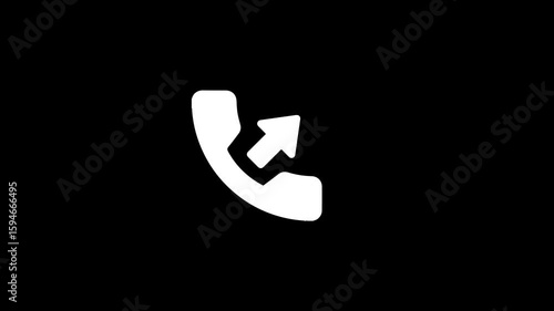 Smart phone call ring icon animation with isolated black background.