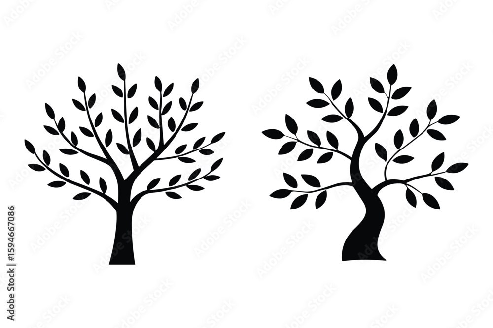 Fototapeta premium Stylized Tree Outline Clipart Pack 