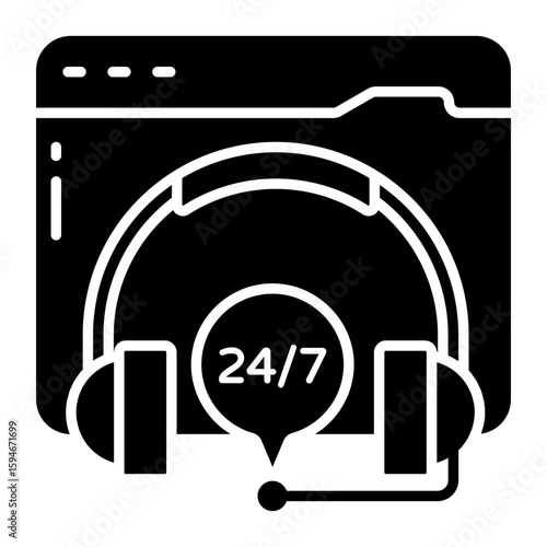 A colored design icon of online helpline