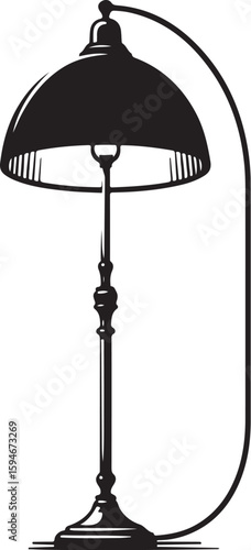 Elegant Dining Table Setting with Chairs and Floral Decor Silhouette