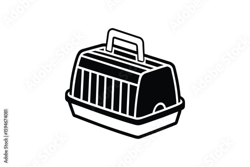 Pet Carrier Silhouette A Simple Black and White Graphic of a Portable Pet Crate for Travel and Transport silhouette This
