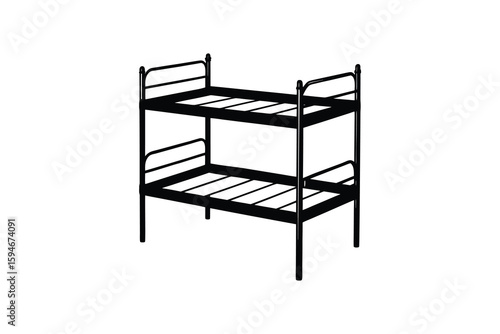 Minimalist Bunk Bed Illustration in Black and White Silhouette Style on a Clean Background silhouette This image features bunk bed