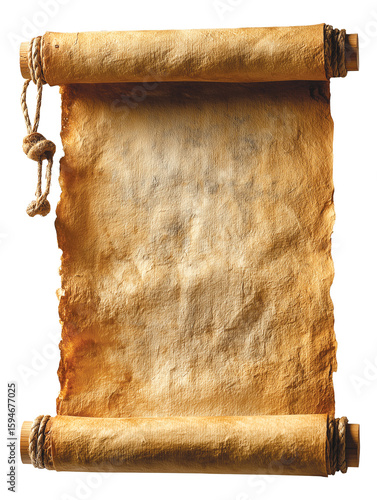 An old parchment scroll with the edges ripped by the passing of time