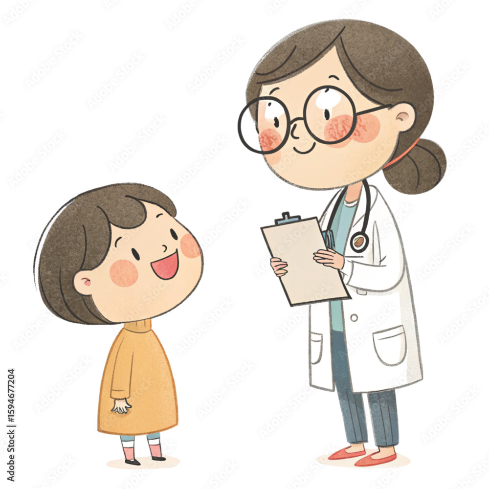 Fototapeta premium Doctor talk with patient Kawaii Minimal Clipart