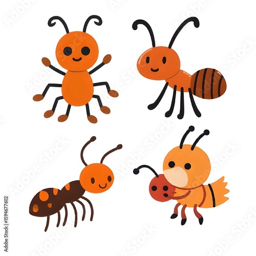 set of cartoon insects
