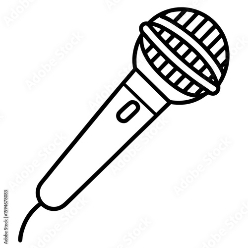 Microphone Press Icon Vector – Generative AI and Linocut Silhouette Design for Media and Journalism