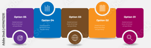 Vector business template for presentation – Modern vector for workflow layout, diagram, report, web design – Business concept rounded steps, timeline infographic design element and number options