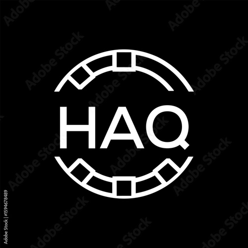 HAQ Minimalist HAQ  Logo Design on Black Background – HAQ Later Logo, Modern Circular Branding Concept
