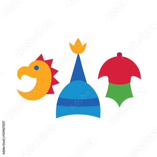 Children's Costume Hats Set Dragon and More