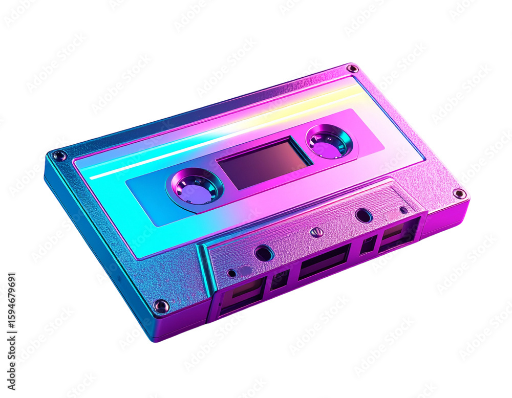 Fototapeta premium Retro 80s Cassette Tape with Neon Colors