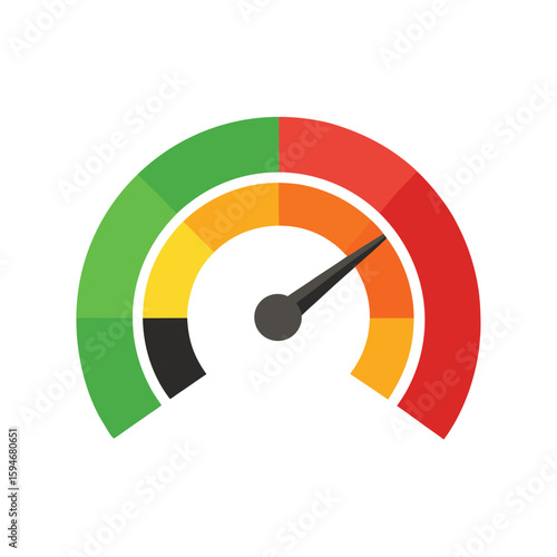 Speed Test Dial UI Element with Color Performance Display