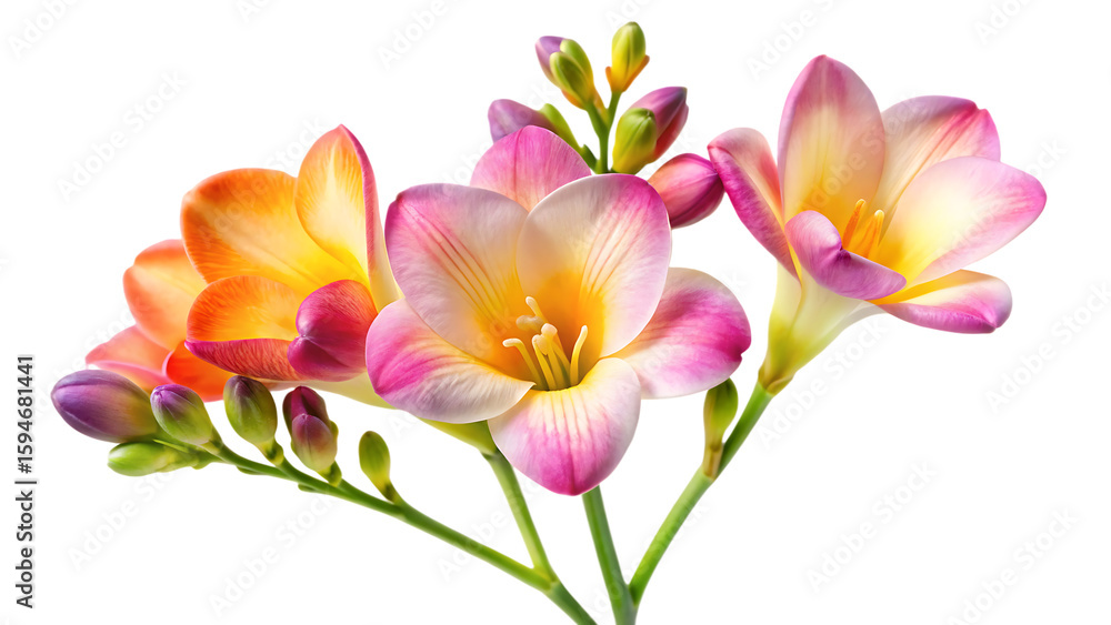 Fototapeta premium freesia flower isolated on white background, png, ai generated.