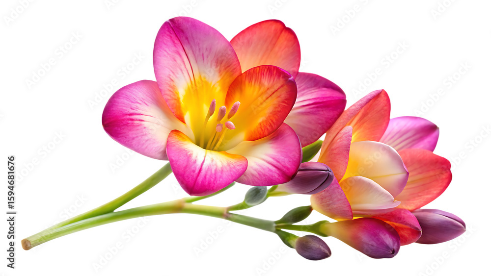 Fototapeta premium freesia flower isolated on white background, png, ai generated.