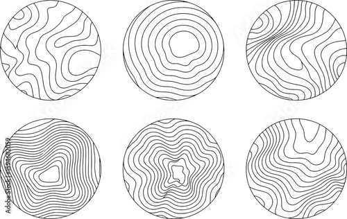 Abstract circular patterns with flowing lines vector