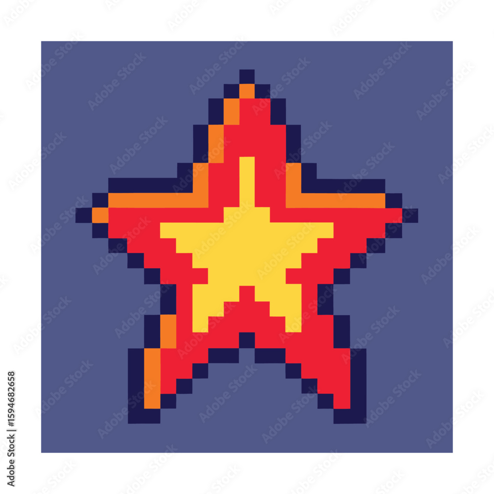 Obraz premium Pixelated Edge Star Icon with Digital Theme