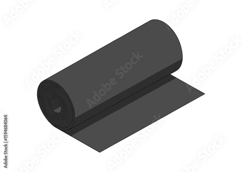 Black rolled vinyl material in modern style for flooring and insulation applications