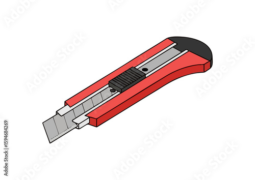 Red utility knife in modern style for construction and crafting projects