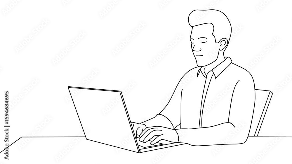 Frustrated stressed employee working on laptop computer at desk, hand drawn 2d animation with a transparent background Frustrated stressed employee working on laptop computer at desk, hand drawn 2d animation with a transparent background