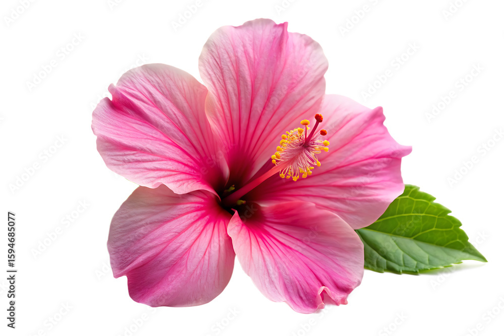 Obraz premium pink hibiscus flowers isolated on white background, png, ai generated.