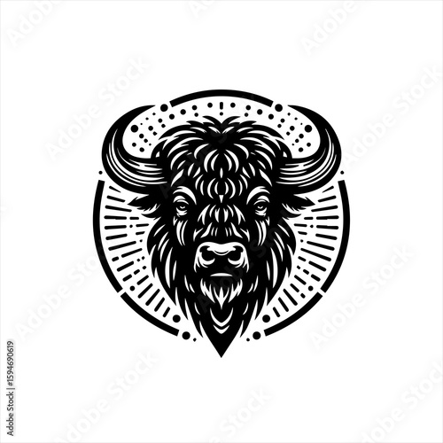 Vector art of bison head illustration