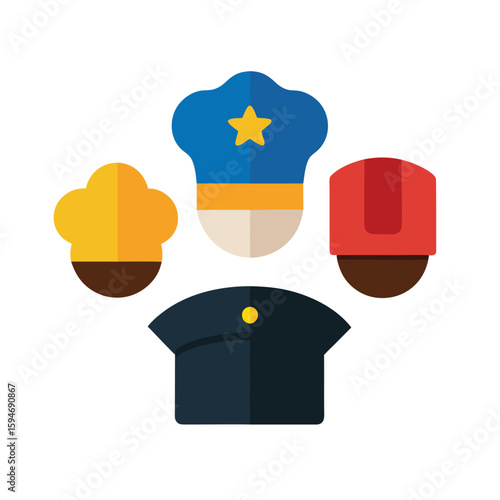 Cartoon Job Hats Collection Vector Illustration