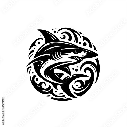 Vector art of tribal shark illustration isolated on white
