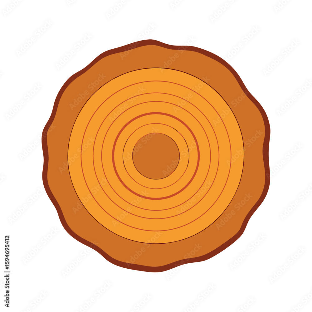 Fototapeta premium Flat Tree Ring Wood Slice Top View Vector